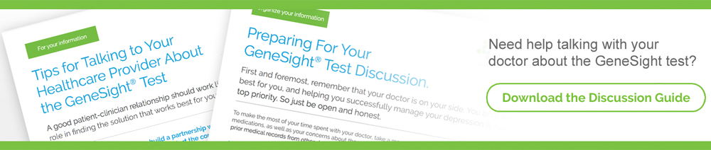 Image directing patients to download GeneSight Doctor Discussion Guide